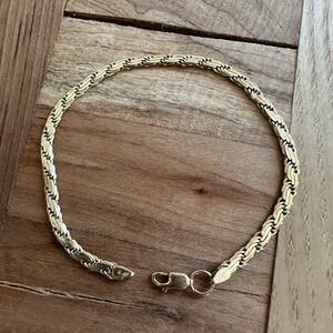 VTG AR Italy‎ Braided Link Bracelet Size 7.5 Lobster 14K 585 Yellow Gold 7.6g